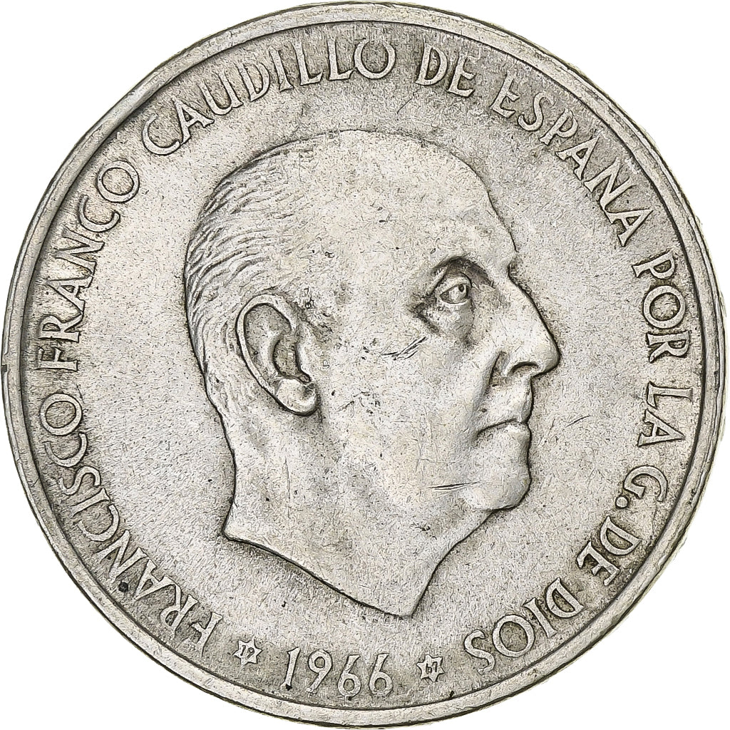 Spain, Caudillo and regent, 100 Pesetas, 1966 (67), Silver, AU(50-53), KM:797