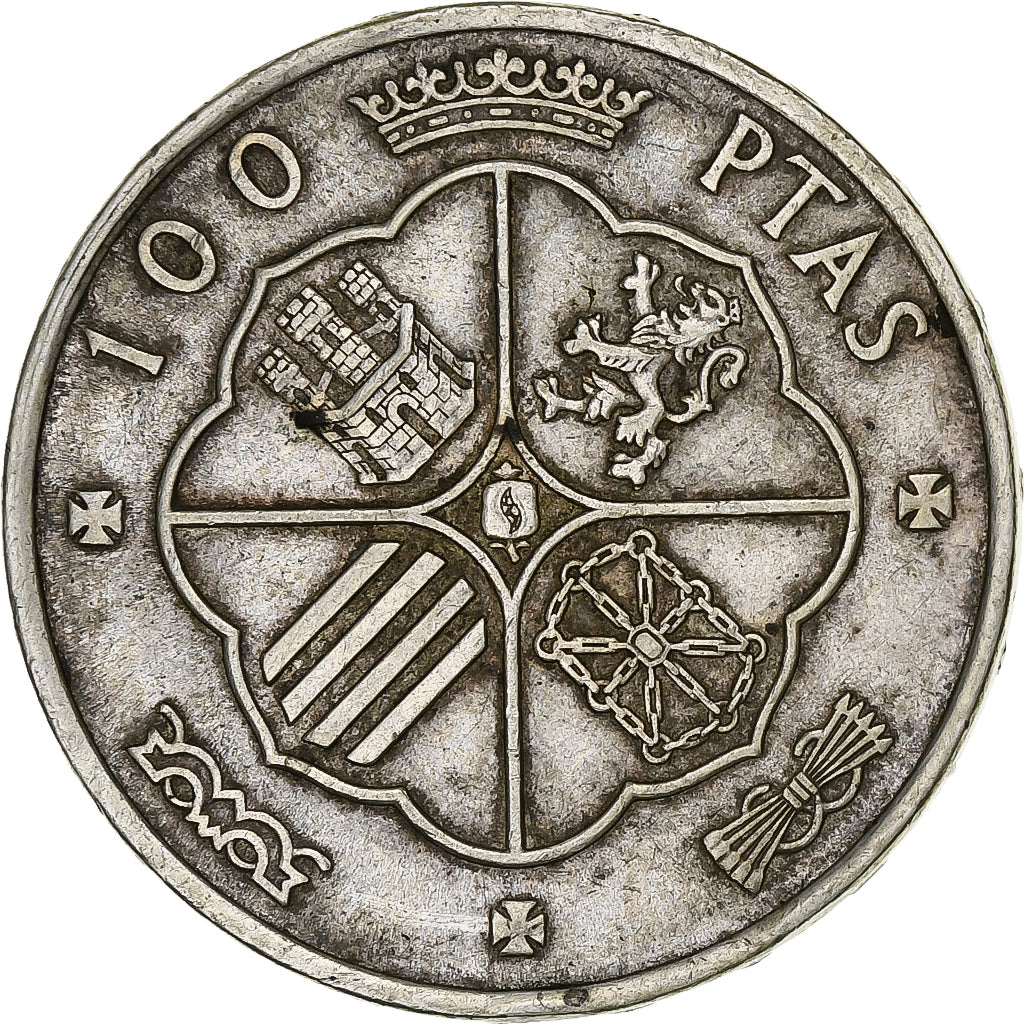 Spain, Caudillo and regent, 100 Pesetas, 1966 (67), Silver, AU(50-53), KM:797