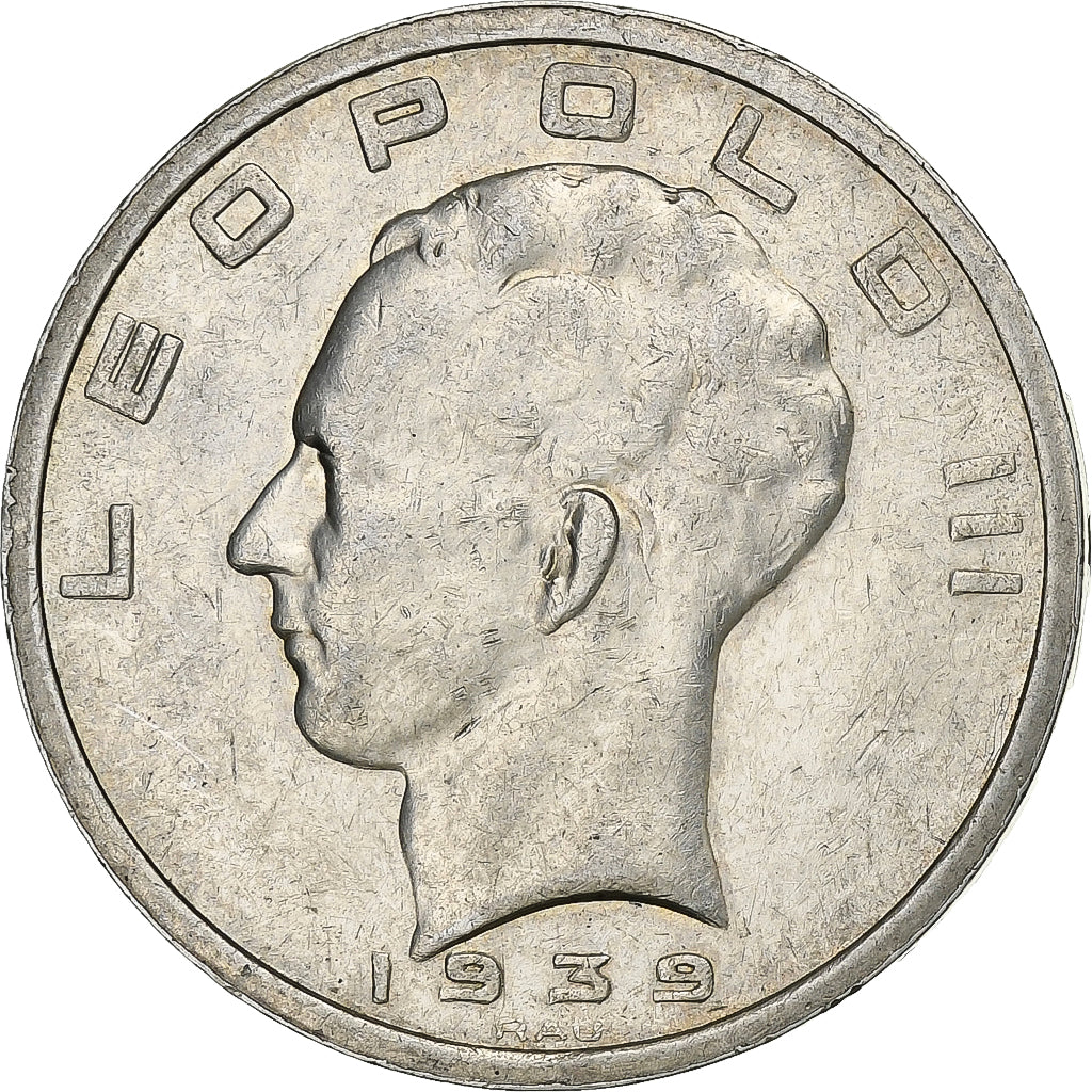 Belgio, 50 Francs, 50 Frank, 1939, Argento, BB+, KM:122.1