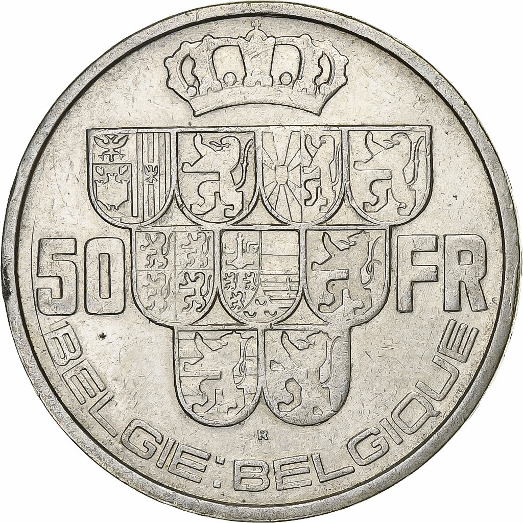 Belgio, 50 Francs, 50 Frank, 1939, Argento, BB+, KM:122.1