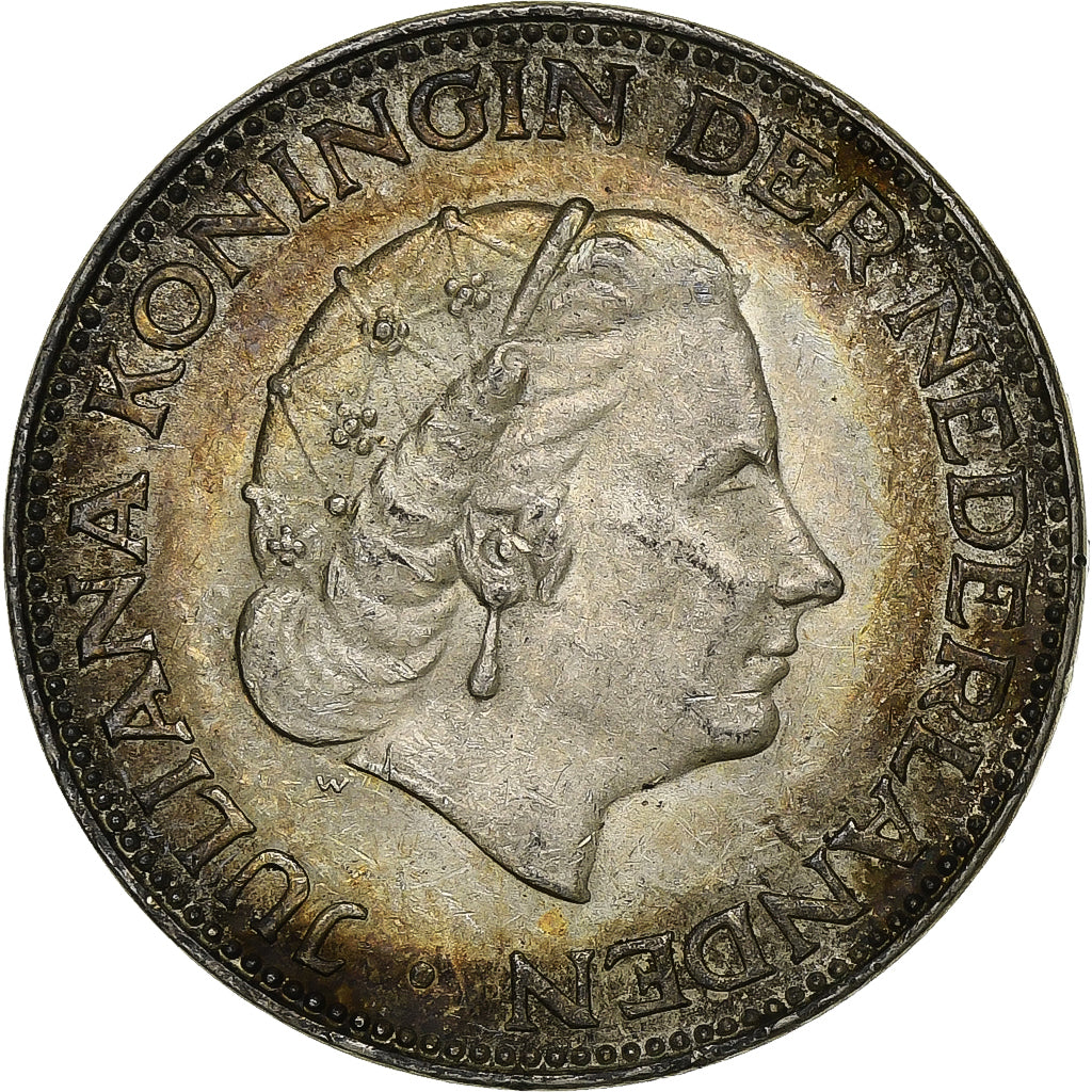 Netherlands, Juliana, 2-1/2 Gulden, 1962, Silver, EF(40-45), KM:185