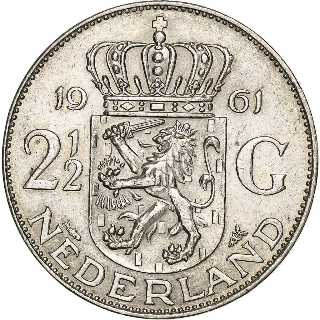 Moneta, Paesi Bassi, Juliana, 2-1/2 Gulden, 1961, BB, Argento, KM:185