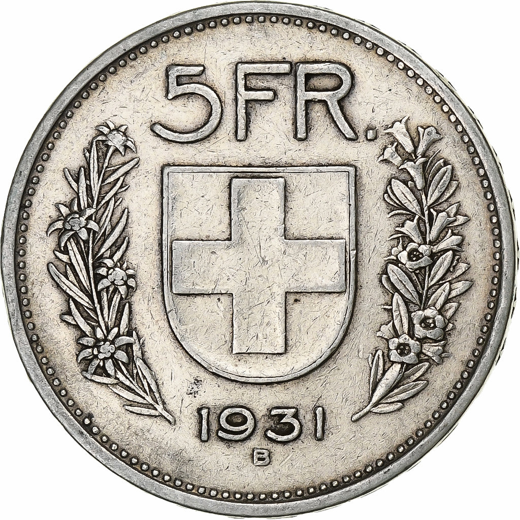 Switzerland, 5 Francs, 1931, Bern, Silver, EF(40-45), KM:40