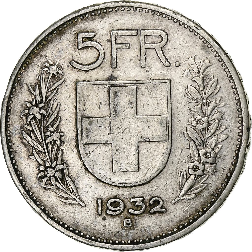 Zwitserland, 5 Francs, 1932, Bern, Zilver, ZF, KM:40