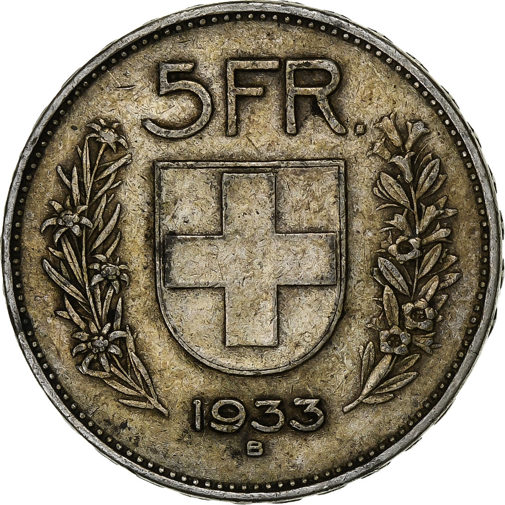 Switzerland, 5 Francs, 1933, Bern, Silver, VF(30-35), KM:40