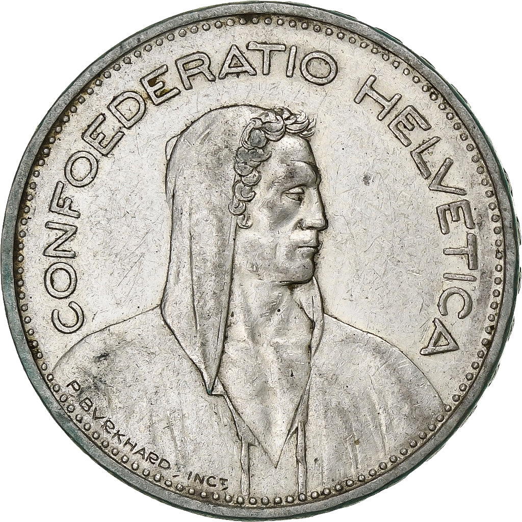 Coin, Switzerland, 5 Francs, 1937, Bern, EF(40-45), Silver, KM:40