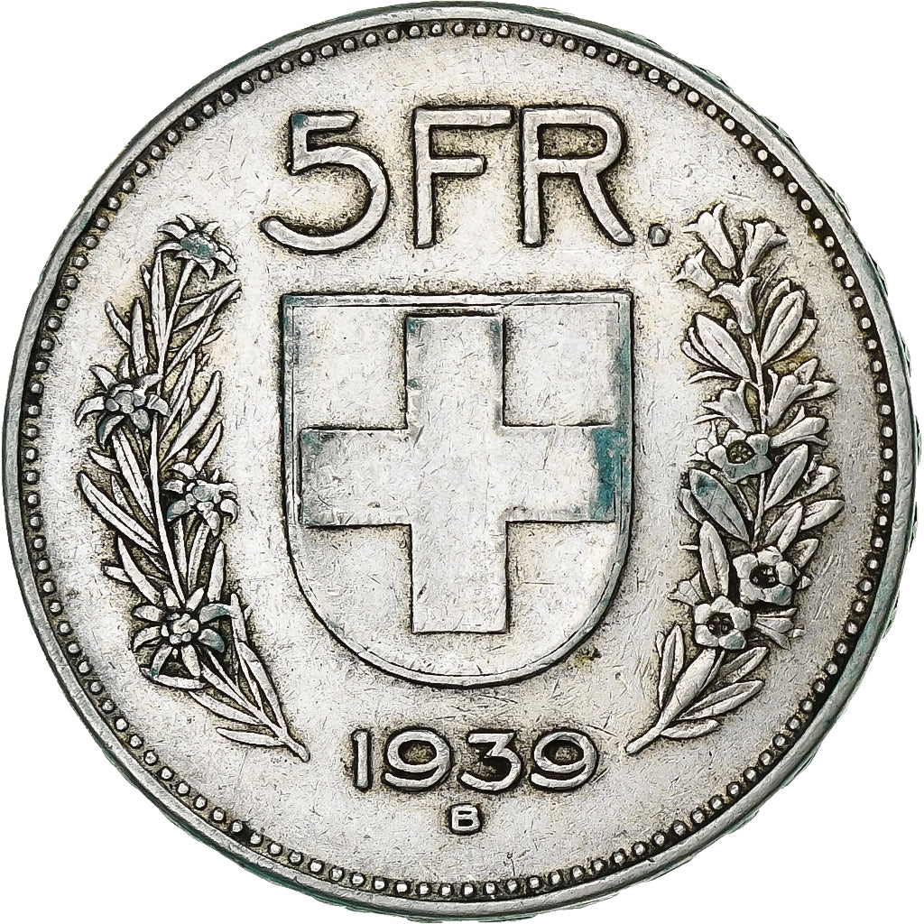 Switzerland, 5 Francs, 1939, Bern, Silver, VF(30-35), KM:40