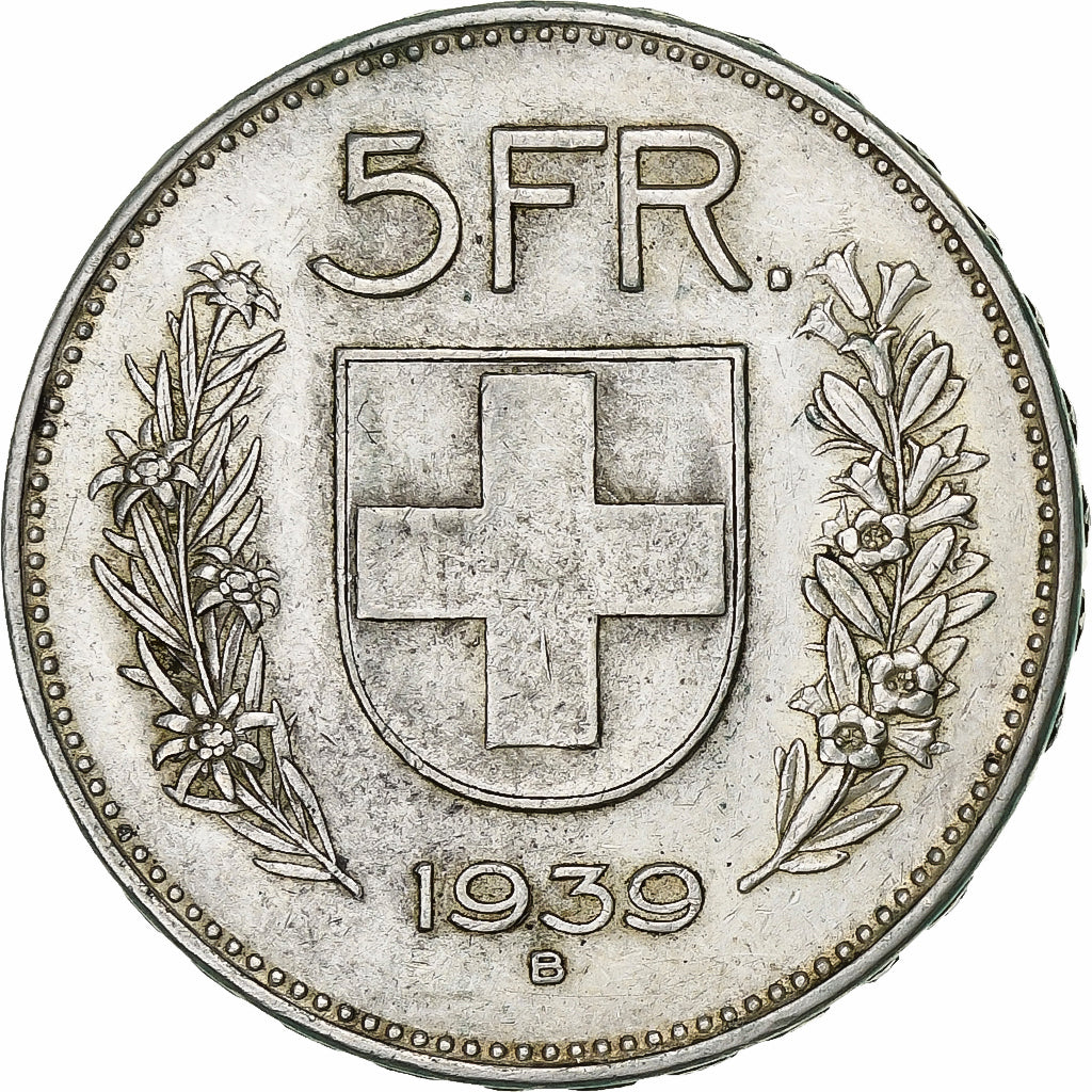 Suisse, 5 Francs, 1939, Bern, Argent, TTB, KM:40