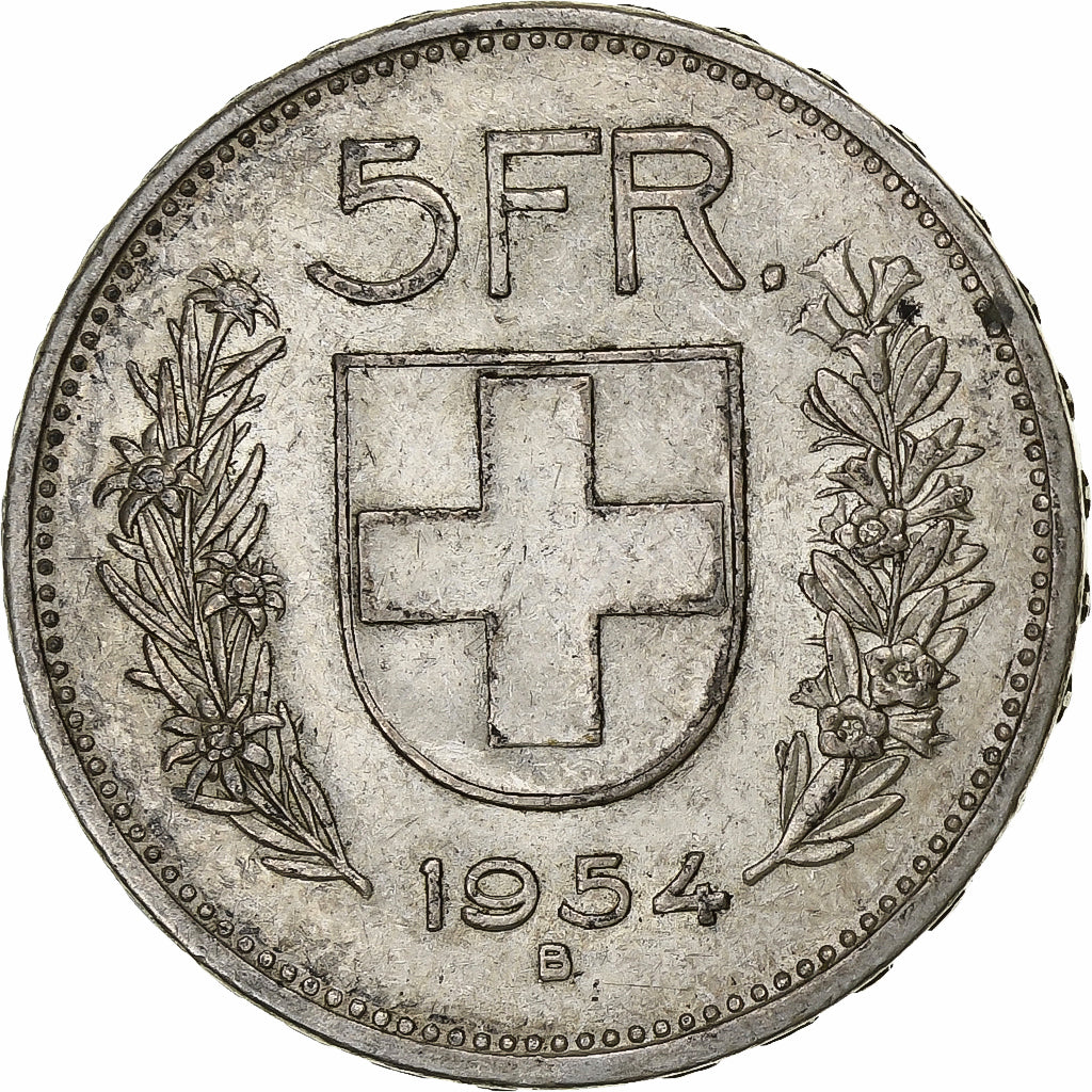 Switzerland, 5 Francs, 1954, Bern, Silver, AU(50-53), KM:40