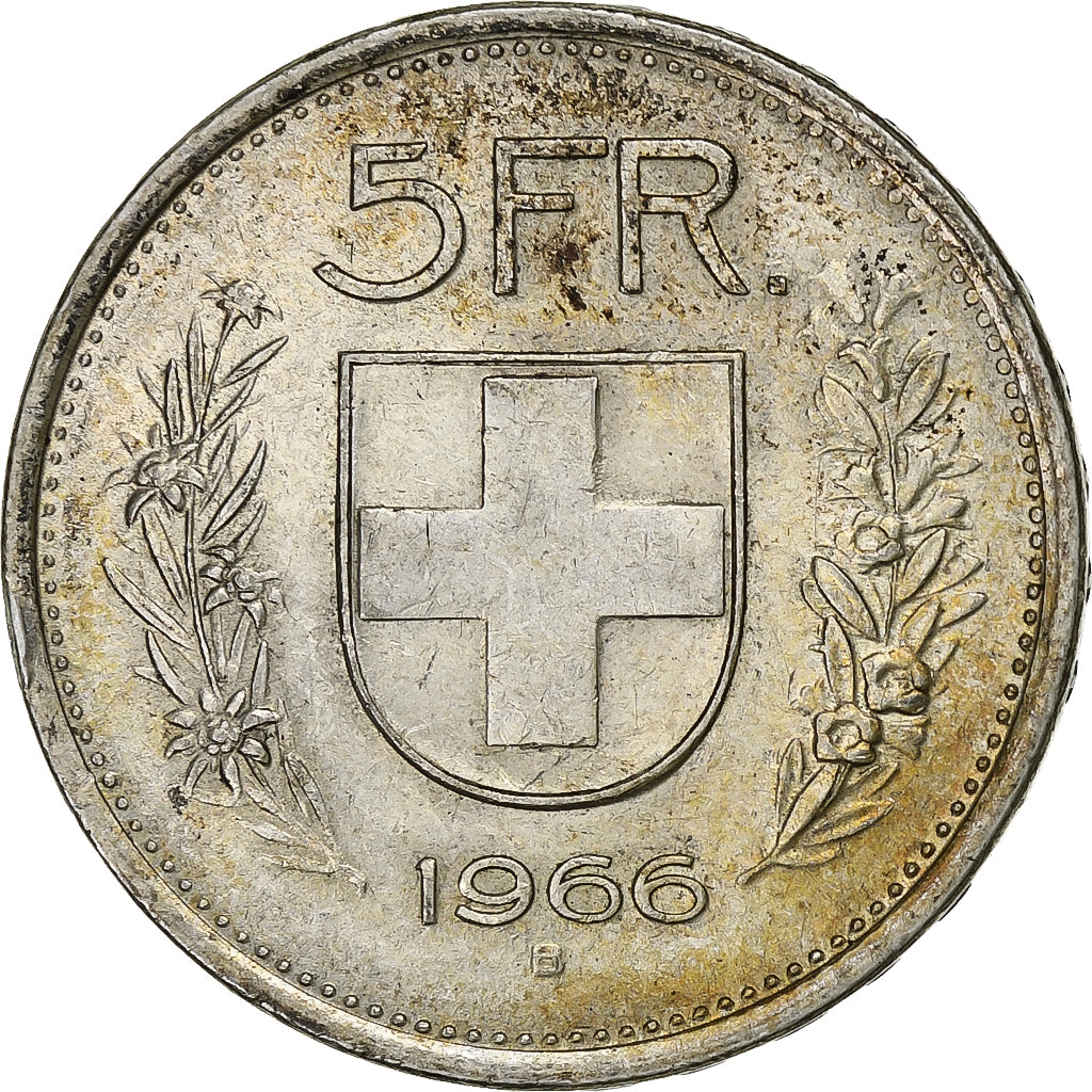 Coin, Switzerland, 5 Francs, 1966, Bern, EF(40-45), Silver, KM:40