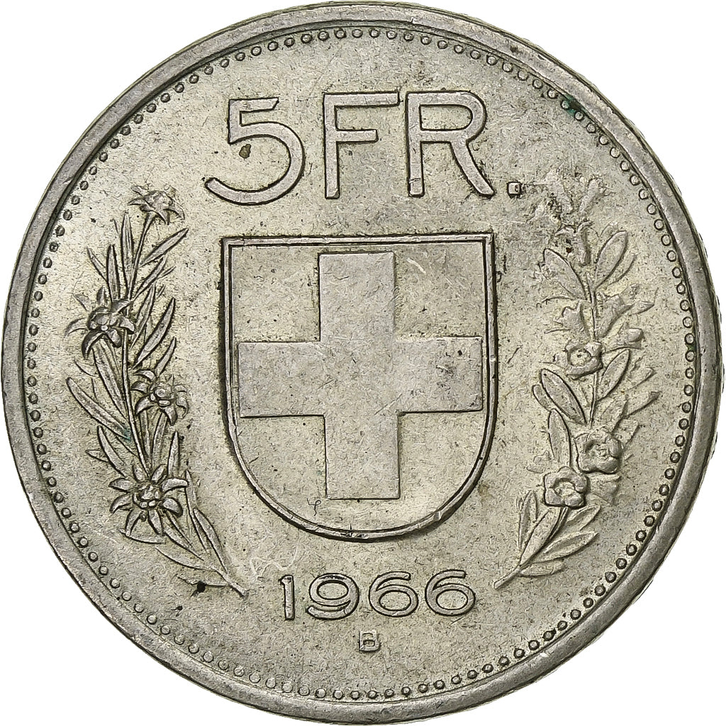 Switzerland, 5 Francs, 1966, Bern, Silver, AU(50-53), KM:40