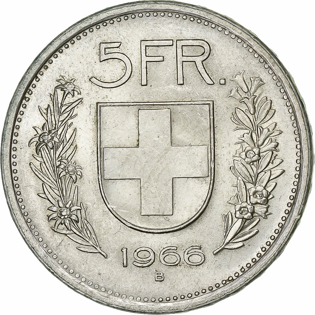 Switzerland, 5 Francs, 1966, Bern, Silver, AU(55-58), KM:40