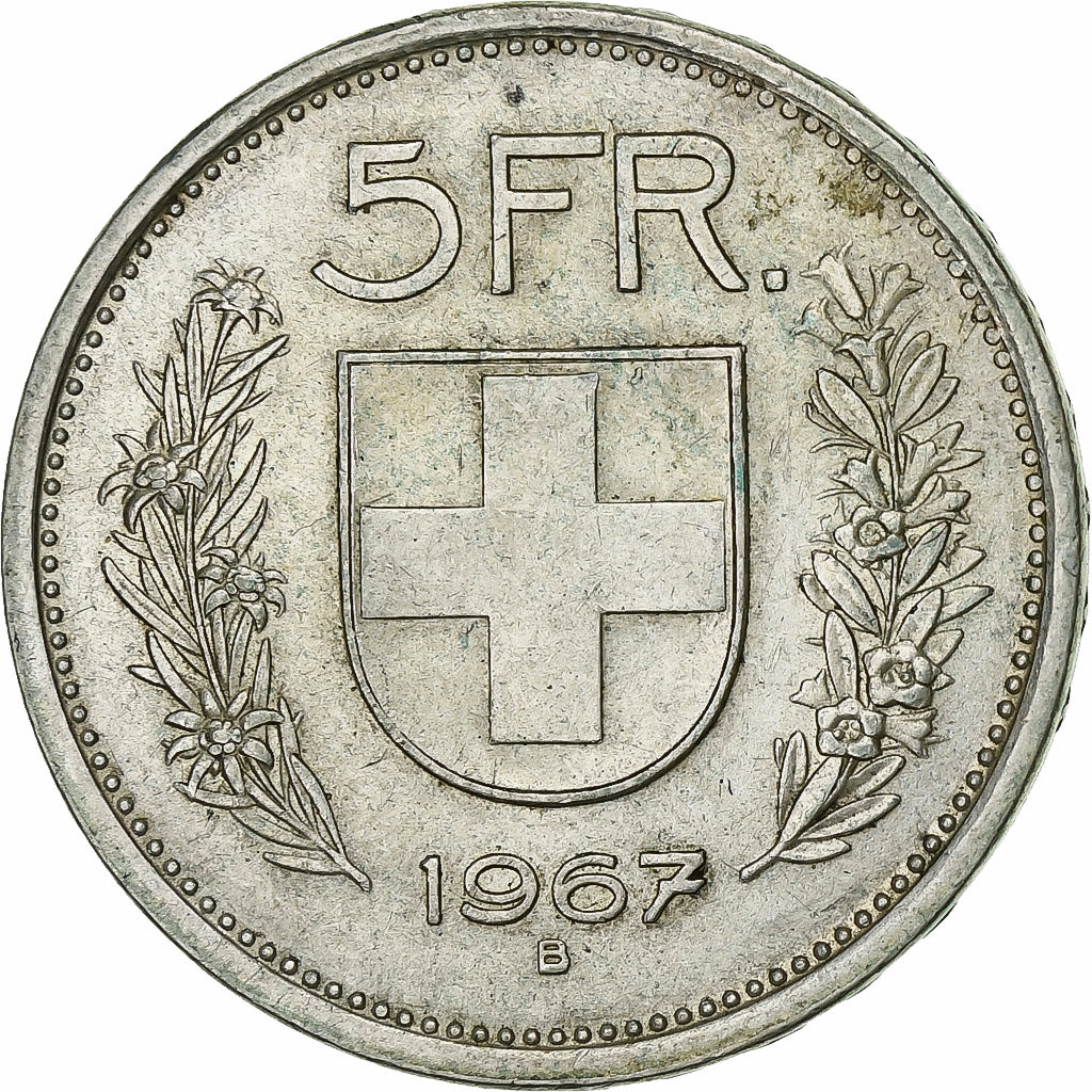 Switzerland, 5 Francs, 1967, Bern, Silver, AU(50-53), KM:40