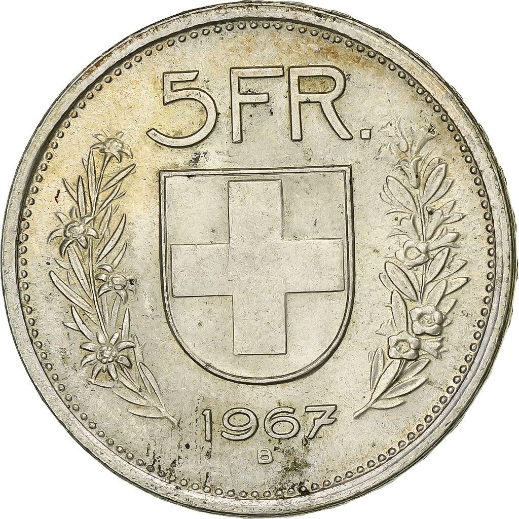 Switzerland, 5 Francs, 1967, Bern, Silver, AU(55-58), KM:40