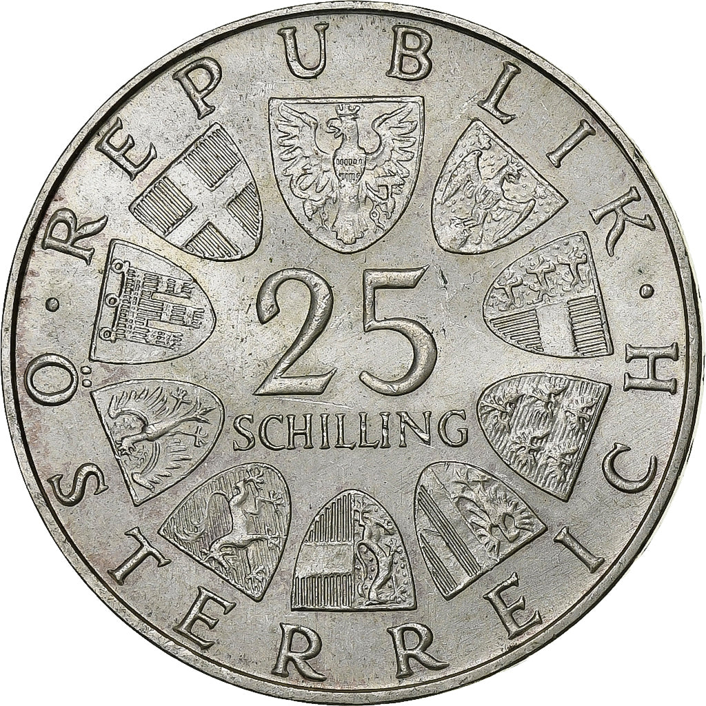 Áustria, 25 Schilling, 1972, Prata, AU(55-58), KM:2912