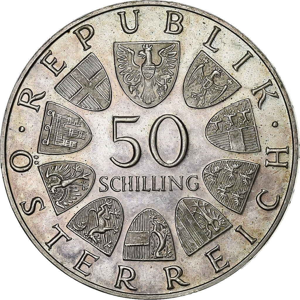 Moneta, Austria, 50 Schilling, 1970, AU(55-58), Srebro, KM:2908