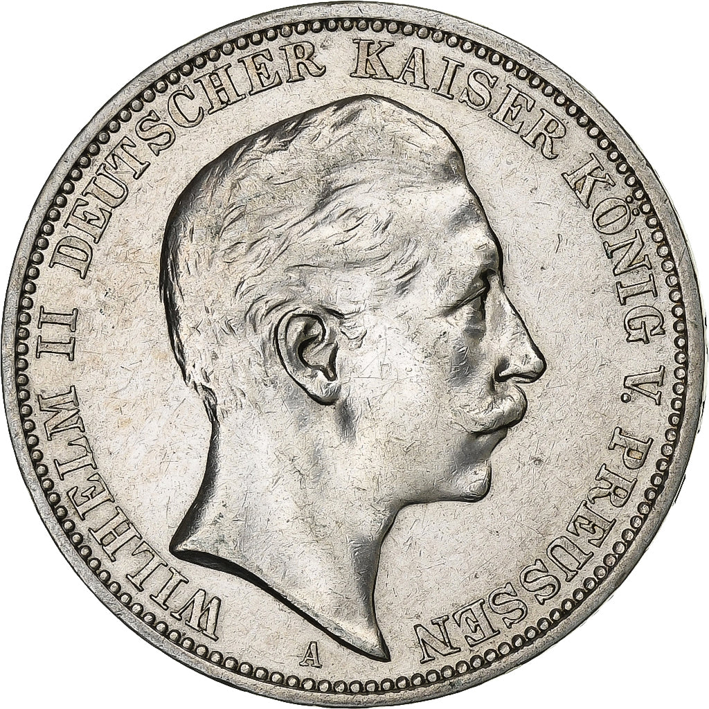 German States, PRUSSIA, Wilhelm II, 3 Mark, 1909, Berlin, Silver, AU(50-53)