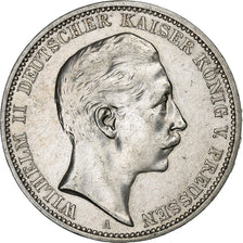 German States, PRUSSIA, Wilhelm II, 3 Mark, 1909, Berlin, Silver, AU(50-53)