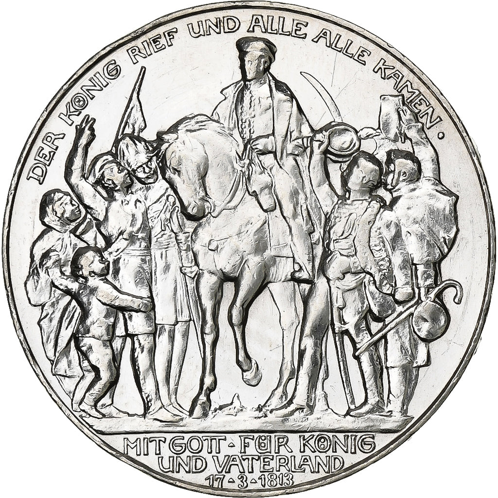 German States, PRUSSIA, Wilhelm II, 3 Mark, 1913, Berlin, Déclaration de guerre