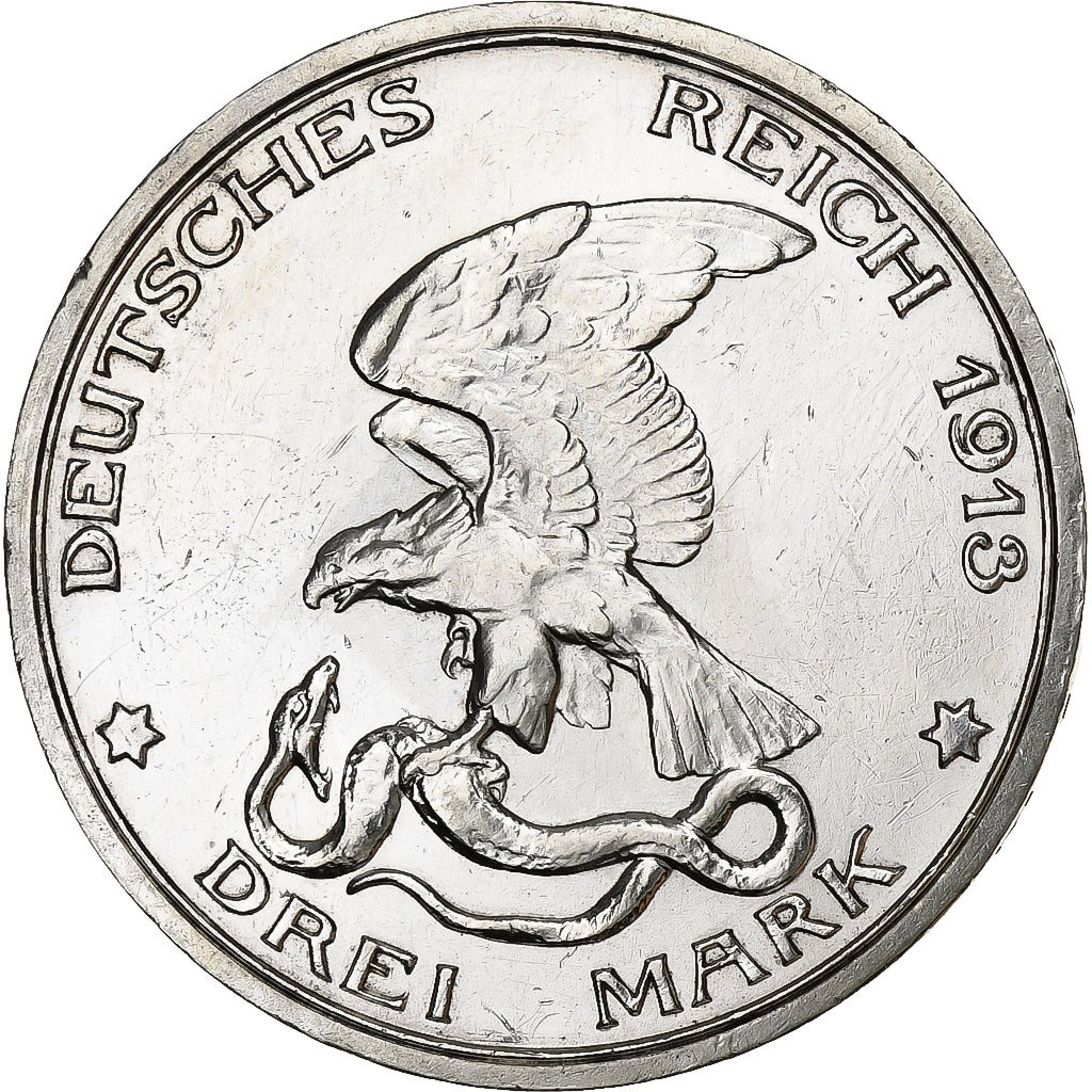 German States, PRUSSIA, Wilhelm II, 3 Mark, 1913, Berlin, Déclaration de guerre