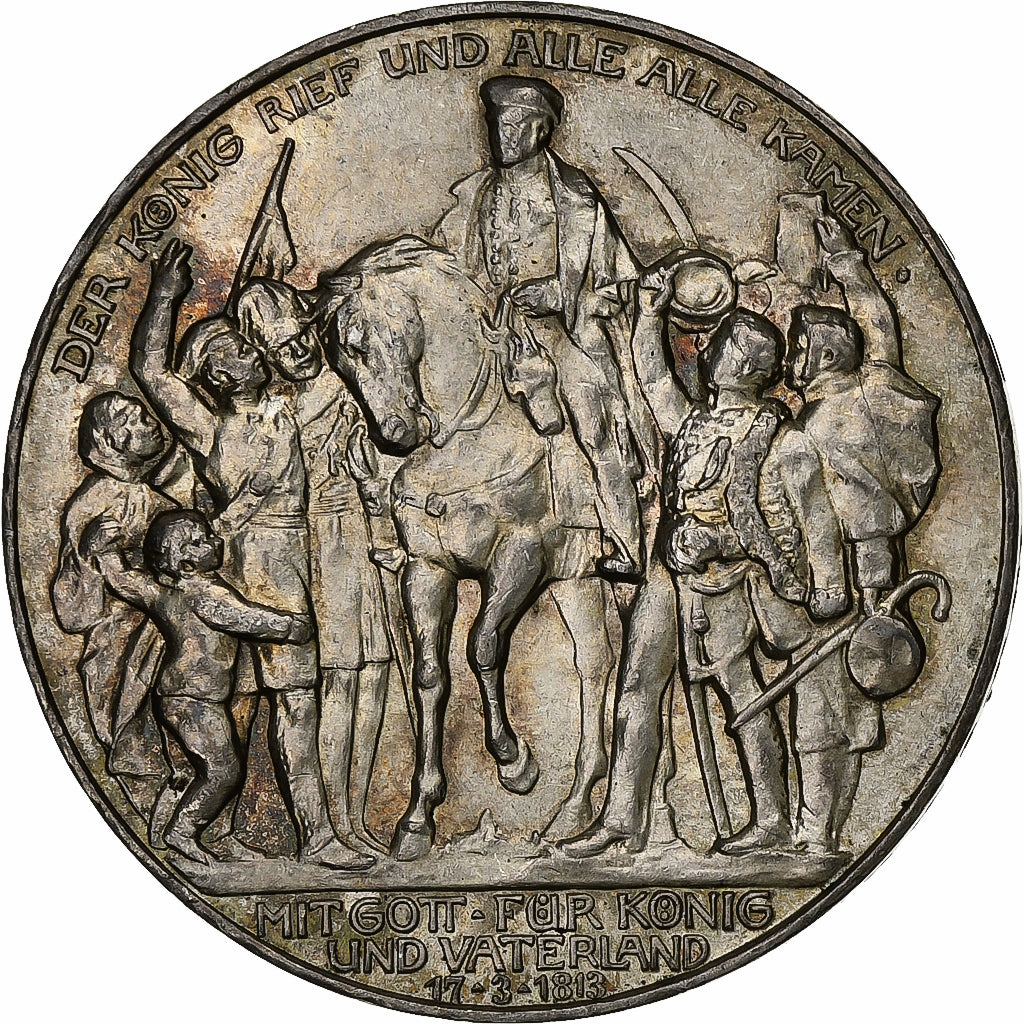 German States, PRUSSIA, Wilhelm II, 3 Mark, 1913, Berlin, Déclaration de guerre