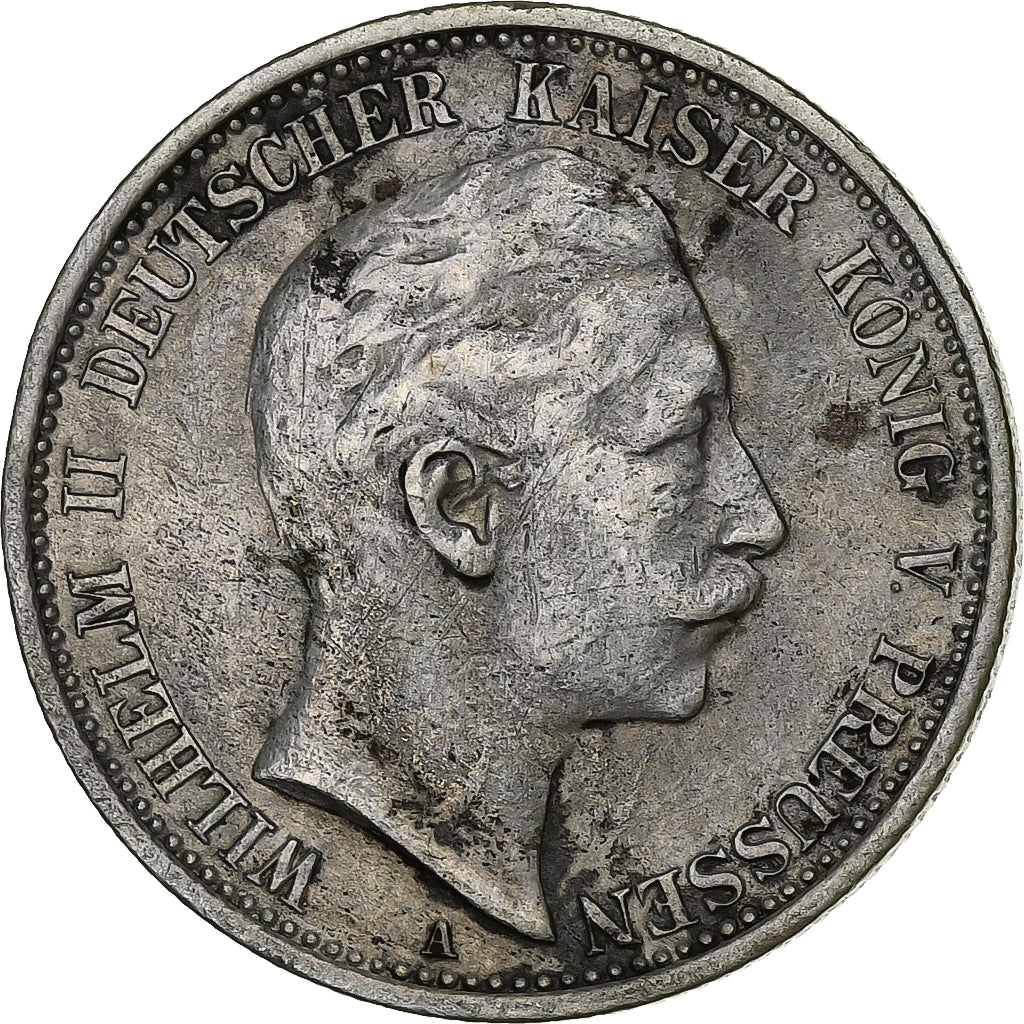 German States, PRUSSIA, Wilhelm II, 2 Mark, 1907, Berlin, Silver, VF(30-35)