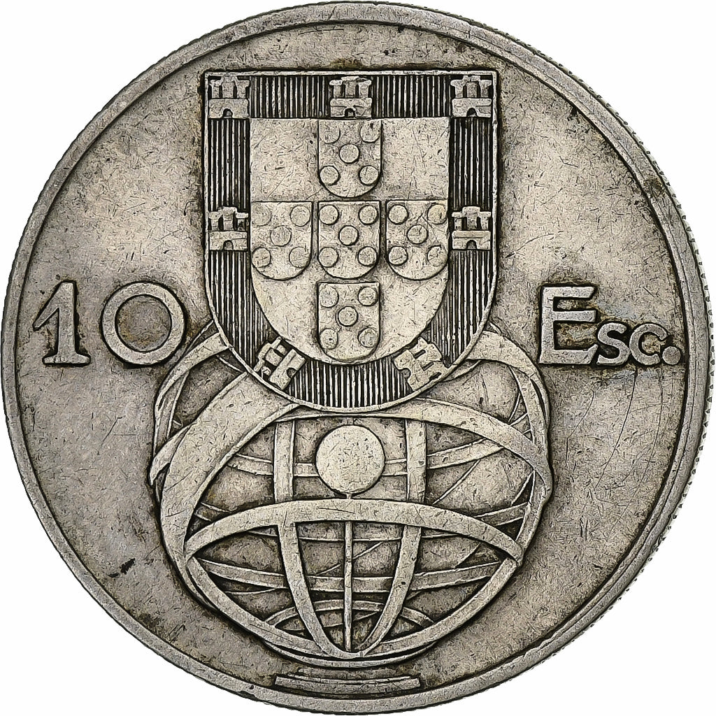 Portugal, 10 Escudos, 1954, Silver, EF(40-45), KM:586