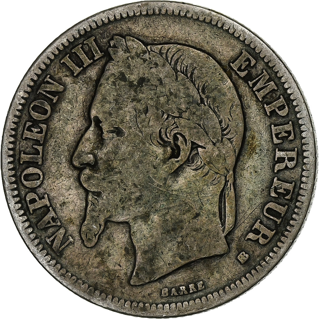 France, Napoléon III, 2 Francs, Napoléon III, 1867, Strasbourg, Argent, B+