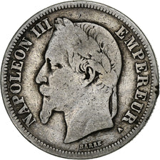 Francja, Napoleon III, 2 Francs, Napoléon III, 1869, Paris, Srebro, F(12-15)