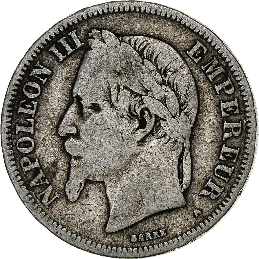 Frankreich, Napoleon III, 2 Francs, Napoléon III, 1870, Paris, Silber, S