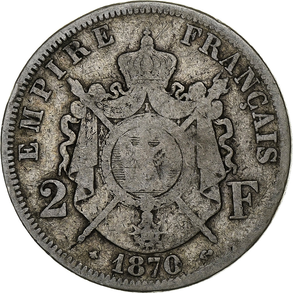 Frankreich, Napoleon III, 2 Francs, Napoléon III, 1870, Paris, Silber, S