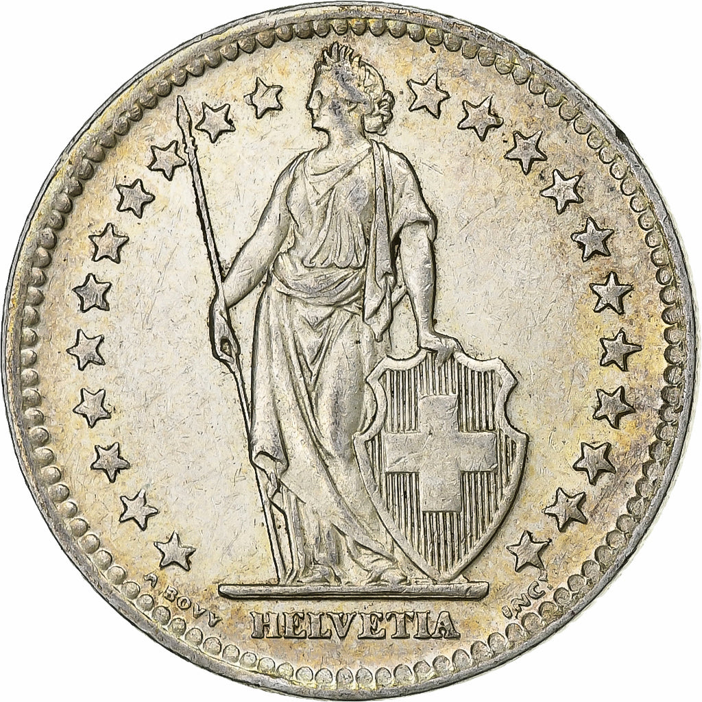 Suíça, 2 Francs, 1944, Bern, Prata, EF(40-45), KM:21