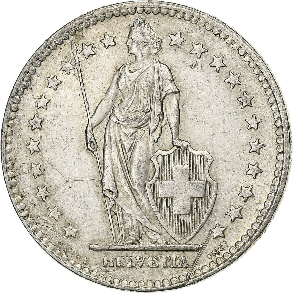 Svizzera, 2 Francs, 1944, Bern, Argento, BB, KM:21