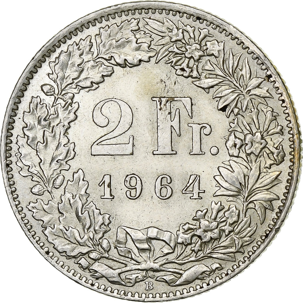 Switzerland, 2 Francs, 1964, Bern, Silver, MS(60-62), KM:21