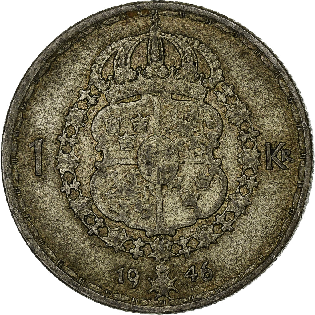 Sweden, Gustaf V, Krona, 1946, Silver, VF(20-25), KM:814