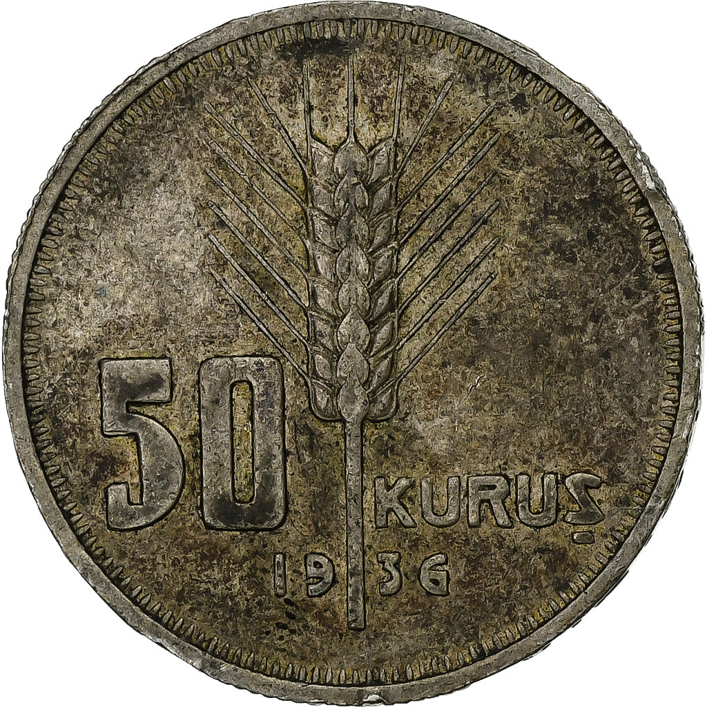 Turquie, 50 Kurus, 1936, Argent, TB, KM:865