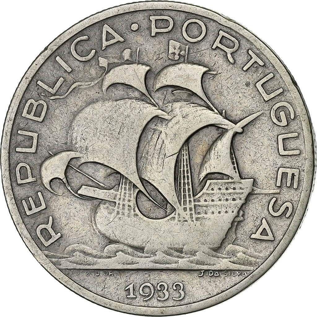 Portugal, 5 Escudos, 1933, Silver, VF(30-35), KM:581