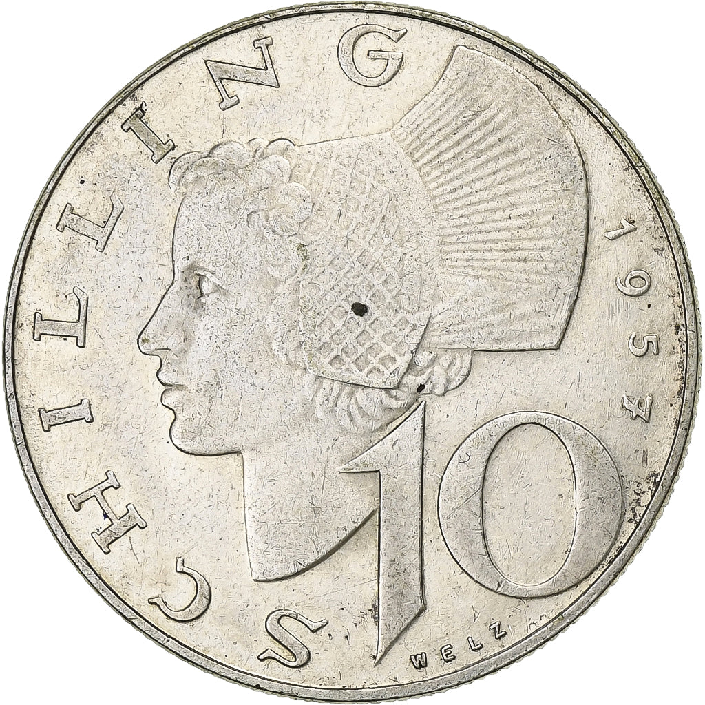Áustria, 10 Schilling, 1957, Vienna, Prata, EF(40-45), KM:2882