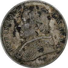ITALIAN STATES, PAPAL STATES, Pius IX, 20 Baiocchi, 1865, Rome, Silver