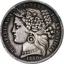 Peru, Peseta, 1880, Lima, Silver, VF(20-25), KM:200.1