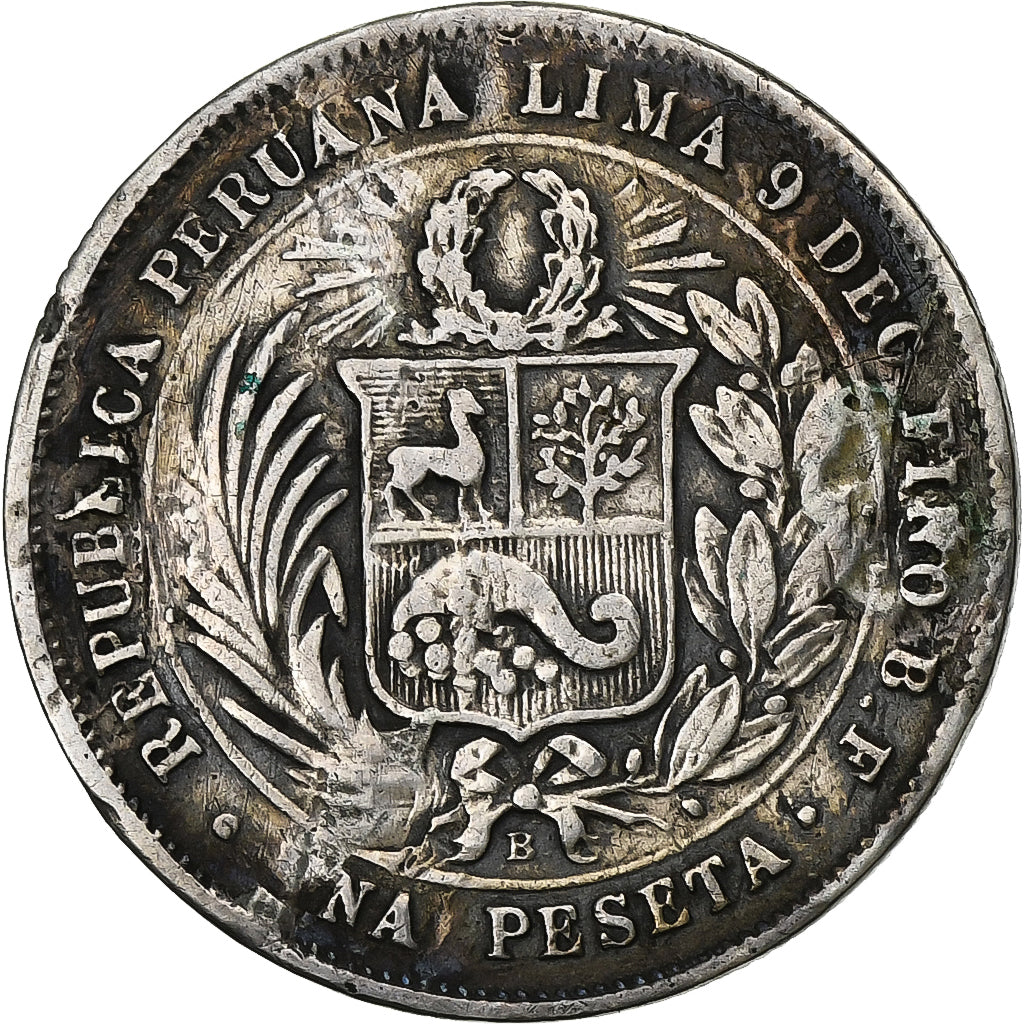 Peru, Peseta, 1880, Lima, Silver, VF(20-25), KM:200.1
