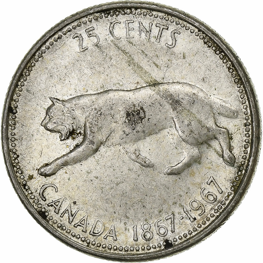 Kanada, Elizabeth II, 25 Cents, 1967, Royal Canadian Mint, Silber, S+, KM:68