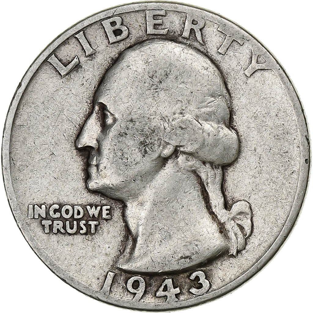 Estados Unidos, Quarter, Washington Quarter, 1943, U.S. Mint, Plata, BC+, KM:164