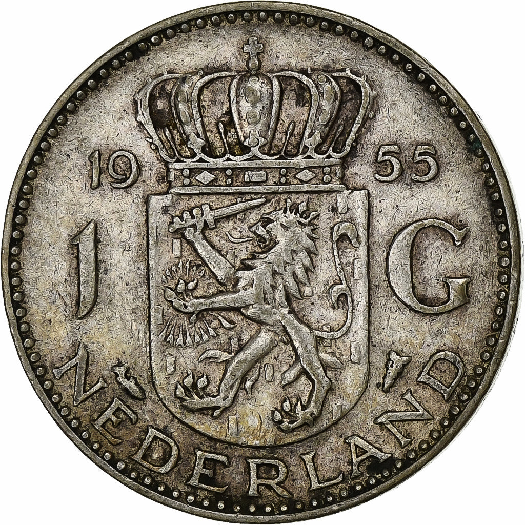 Países Baixos, Juliana, Gulden, 1955, Utrecht, Prata, VF(30-35), KM:184