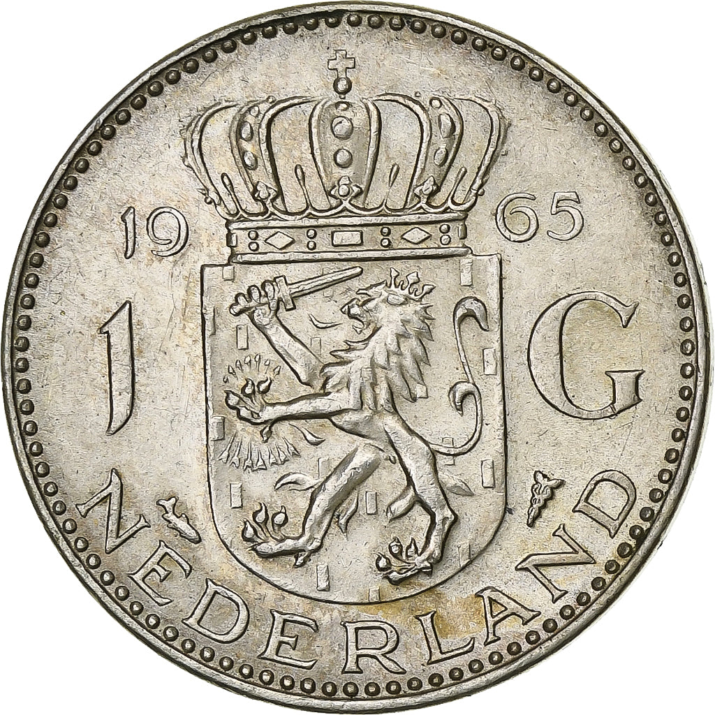 Países Baixos, Juliana, Gulden, 1965, Prata, AU(50-53), KM:184