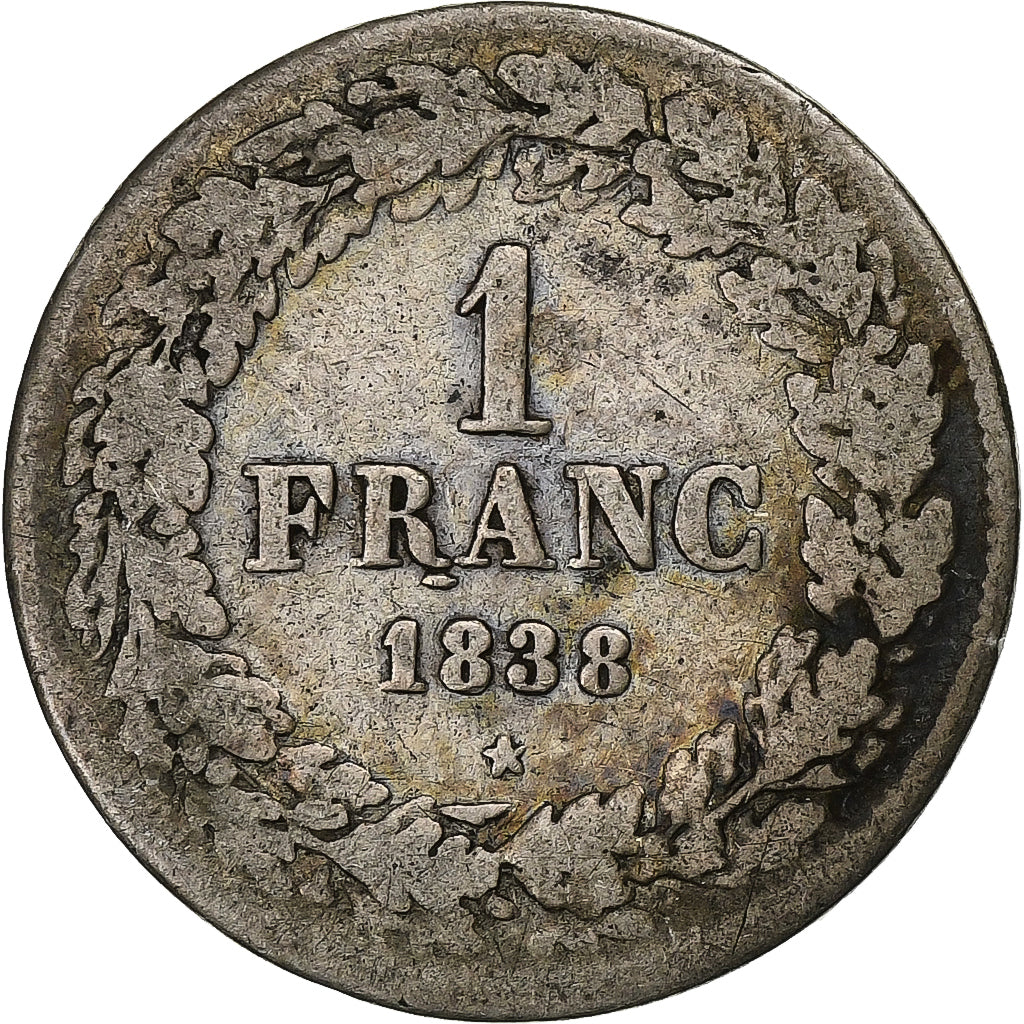Belgium, Leopold I, Franc, 1838, Bruxelles, Silver, VF(20-25), KM:7.1