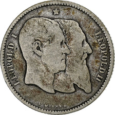 Belgium, Leopold II, Franc, 1880, Silver, VF(20-25), KM:38