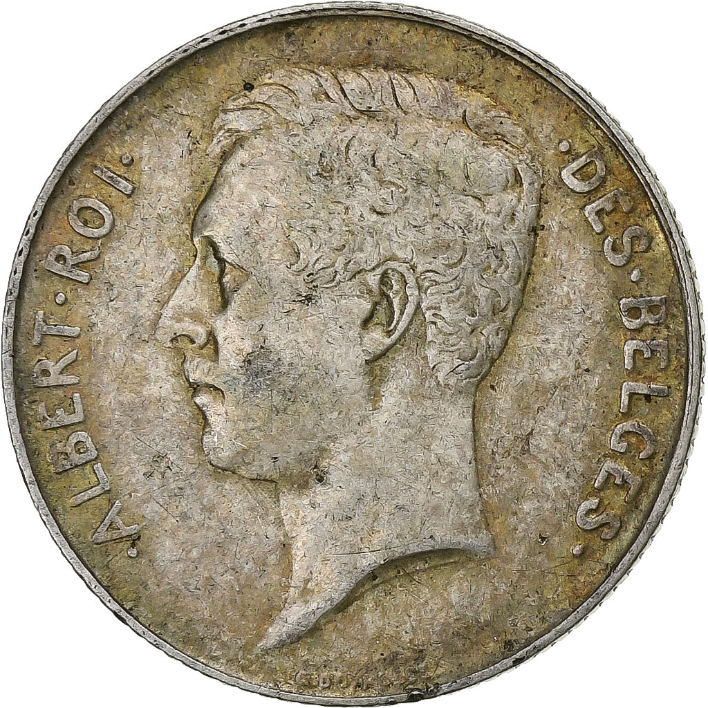 Bélgica, Albert II, Franc, 1912, Brussels, Prata, VF(30-35)