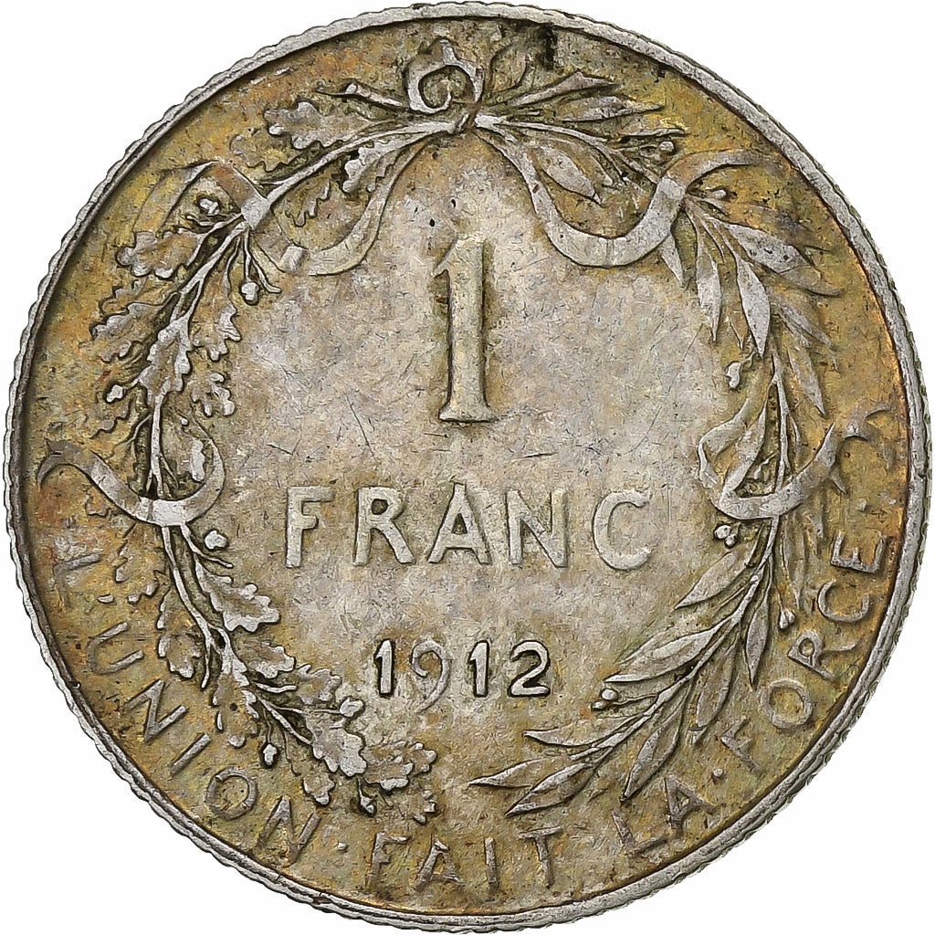 Bélgica, Albert II, Franc, 1912, Brussels, Prata, VF(30-35)