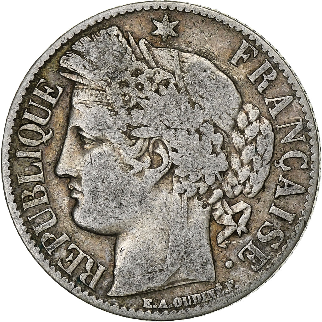 Francia, Franc, Cérès, 1888, Paris, Plata, BC+, Gadoury:465a, KM:822.1